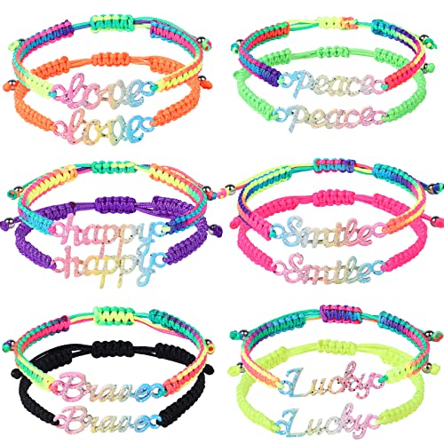 G.C 12 Pcs Inspirational Bracelets Gifts for Women Girls Gradient Rainbow Adjustable String Woven Bracelets Cute Personalized Spiritual Bracelet Best Friend Friendship Jewelry for Toddler Teen Girls