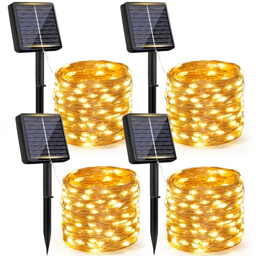 Bowfar 4 Stück Solar Lichterkette Aussen, 12M 120LED Lichterkette...