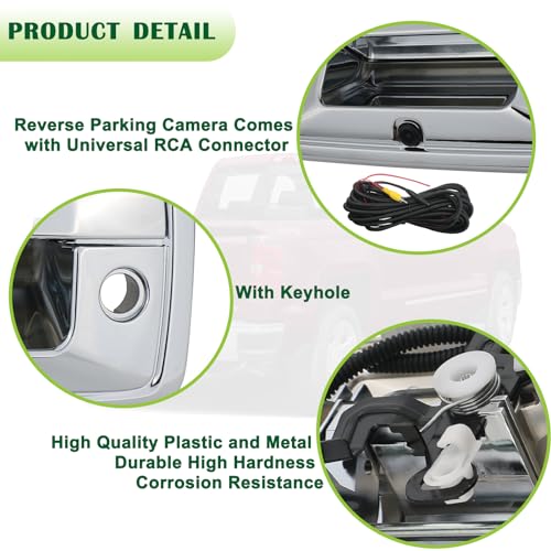 Image of Backup Camera Tailgate Handle Rear View Camera Liftgate Latch Handle with Keyhole Chrome Compatible with 2016-2019 Chevrolet Chevy Silverado GMC Sierra