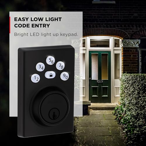 Kwikset Powerbolt 240 5-Button Keypad Matte Black Contemporary Electronic Deadbolt Door Lock, Featuring Convenient Keyless Entry, Customizable User Codes and Auto-Locking - image 7
