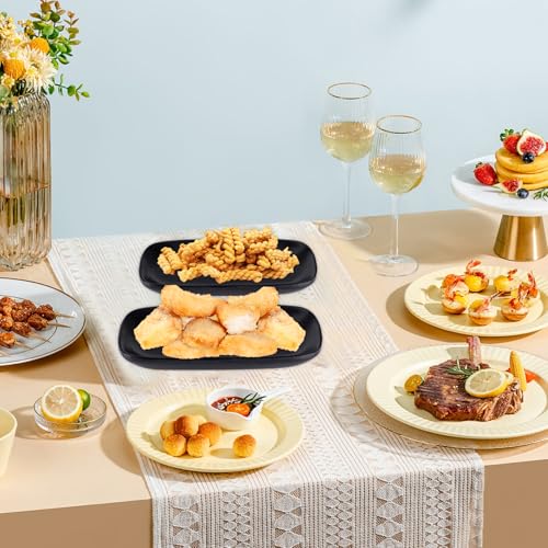 imposyu 8 Stück Klein Teller Schwarz Matt Eckig Dessertteller Kuchenteller Platzteller Schwarz 15,5x9x1,8cm Rechteckig Servierplatte für Sushi Dessert Kuchen Usw