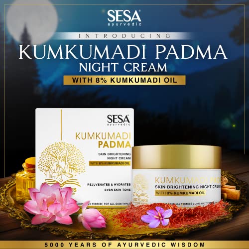 SESA 8% Kumkumadi Padma Night Cream 50g I Skin Brightening, Helps Reduce fine lines & wrinkles I Promotes Skin Rejuvenation & Skin Repair I Anti... - Image 4