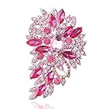 Yilanair Wedding Bridal Big Crystal Rhinestone Bouquet Brooch Shawl Pin for Women (Pink)
