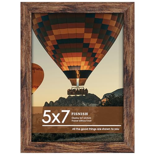 Fisnish 5x7 Picture Frame for Tabletop Display Horizontal or Vertical Wall Mounting Brown