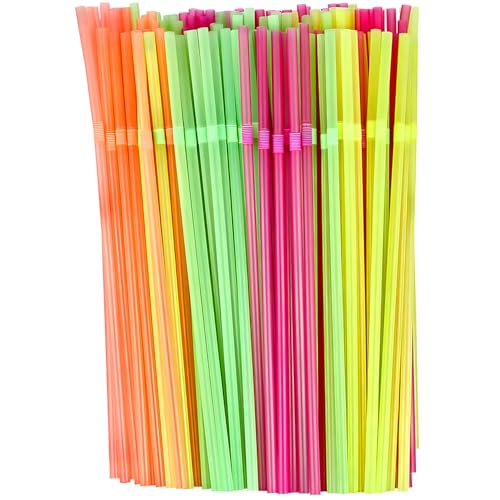 Pitillos flexibles multicolor neón 200 unidades miniatura 1