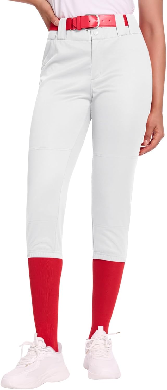 Dreammonkey Women's Softball Pants Low-Rise 3/4 Tapered Leg with Dual-Layer Knee Protection for Baseball Fastpitch - Image 2