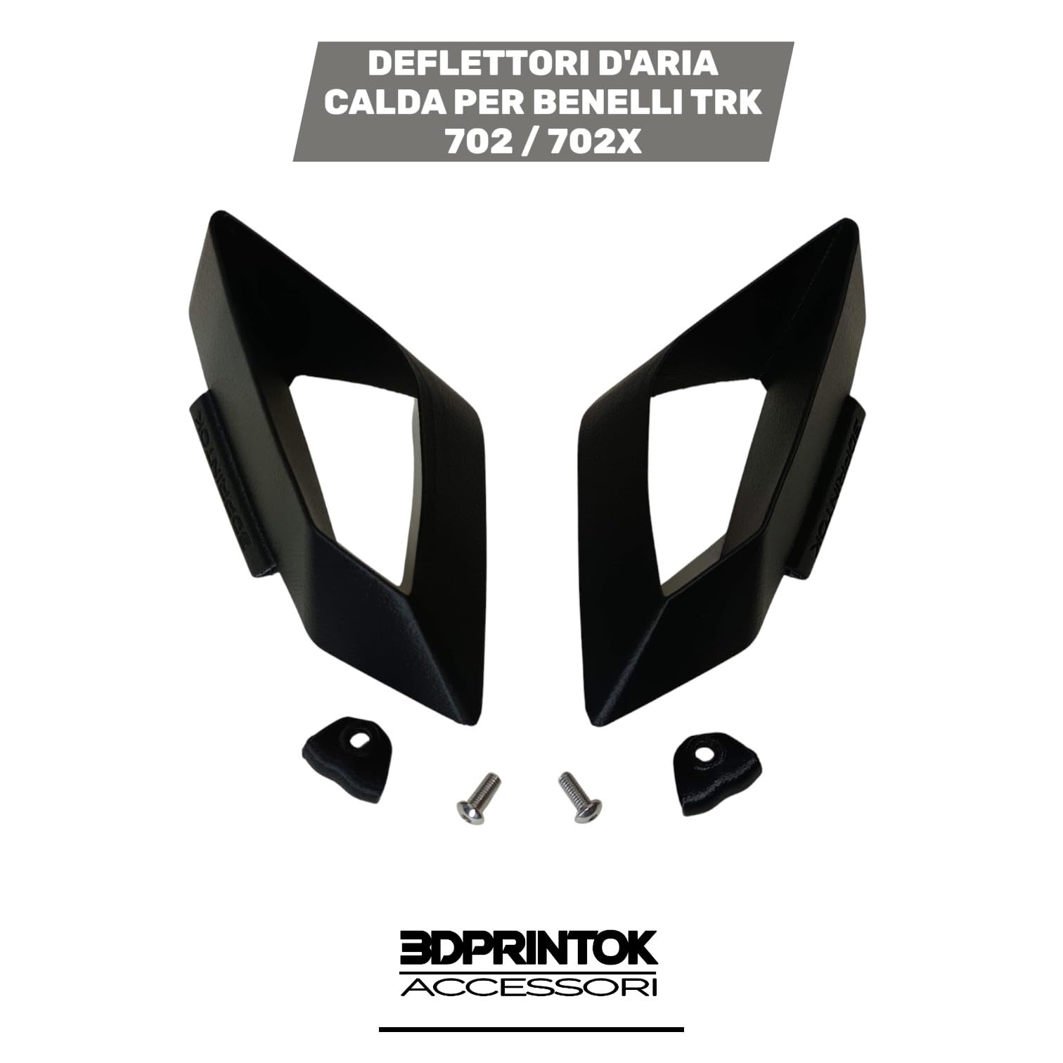 3DPRINTOK Coppia di Deflettori d'Aria Calda per Fianchetti - Benelli TRK 702/702X, Riduce di almeno il 70% il Flusso Caldo Zona ginocchia e gambe (NON COMPATIBILE CON BARRE PARA TELAIO) no modifiche