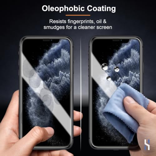 Image of Tempered Glass for iPhone 11 Pro | X | Xs (5.8 Inch) Military Grade 9H Screen Guard, Anti-Scratch, Shatterproof, Edge-to-Edge Full Coverage - Black Border