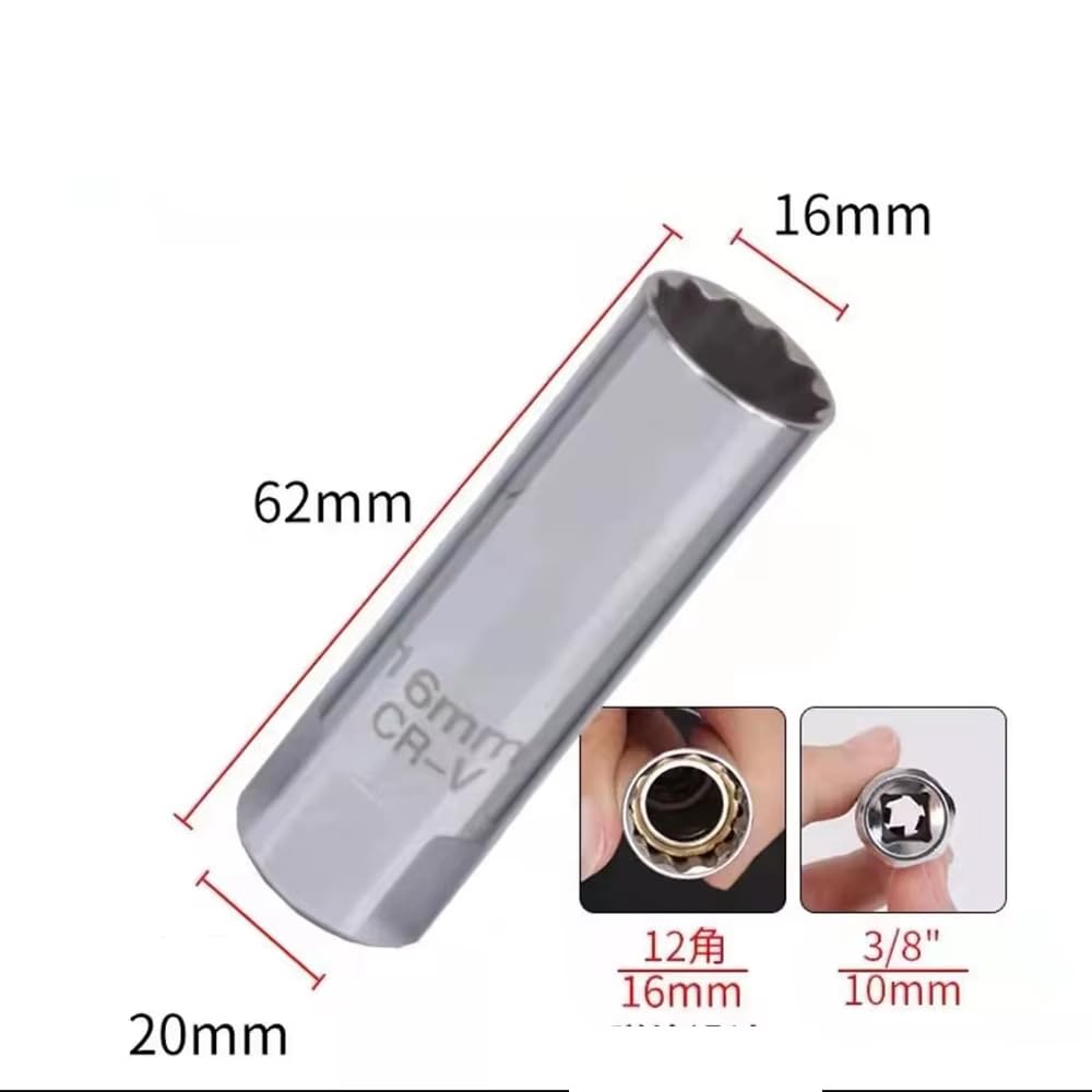 Toplionace Juego de 7 Llaves de Vaso Magnéticas Ultrafinas para Bujías, para Automóviles y Motocicletas.