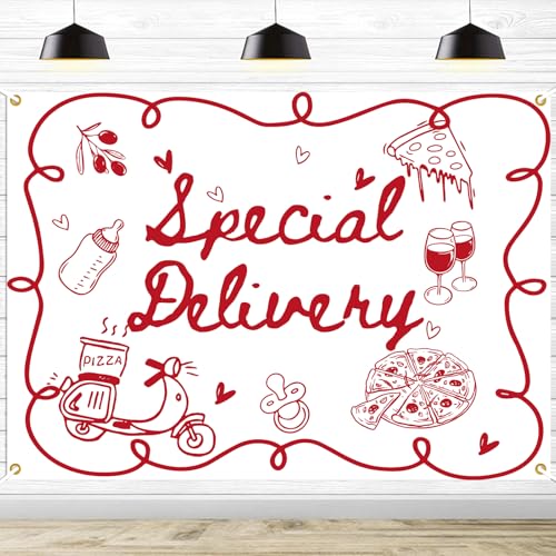 Special Delivery Pizza Baby Shower Backdrop, Italian Pizza Baby Shower