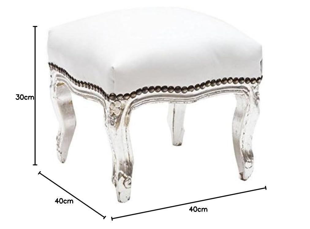 Pouf Argento e Ecopelle Bianca