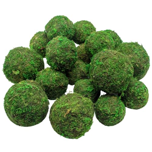 YGbridge Decorative Moss Balls, 5 Pcs 2.3" Green Dried Moss Spheres, 5 Pcs 2" Greenery Balls Faux Mossy Globes, 10 Pcs 1.6" Moss Decor Balls for Bowls Filler, Wedding Decor, Centerpiece