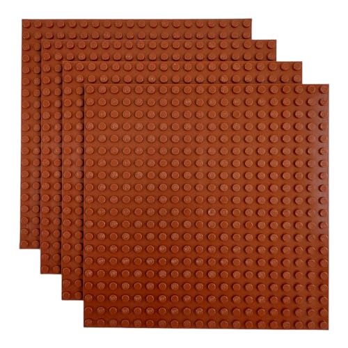 Image of Classic Baseplate - Building Kit for Toddlers & Kids - 20 x 20 Studs - 6.3 x 6.3 inches - Pack of 4 Baseplates - Compatible with Major Brands (Signal Brown)