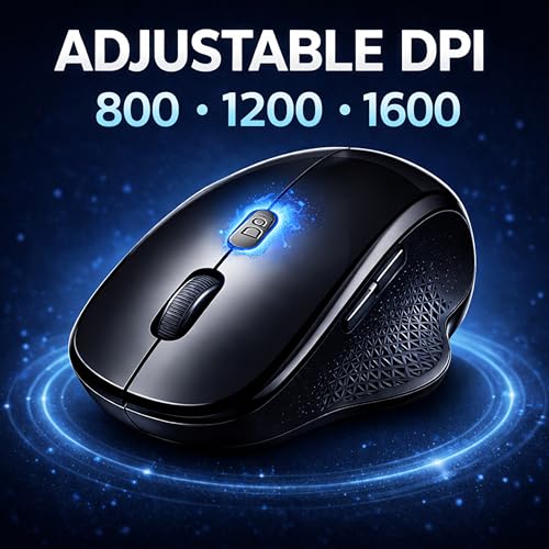 Image of Ant Globe 35 Wireless Mouse for Laptop & PC | 2.4GHz Cordless Optical Mouse with USB Receiver,1600 DPI Adjustable,6D Buttons & Ergonomic Design |Perfect for Office, Work from Home & Student Use -Black