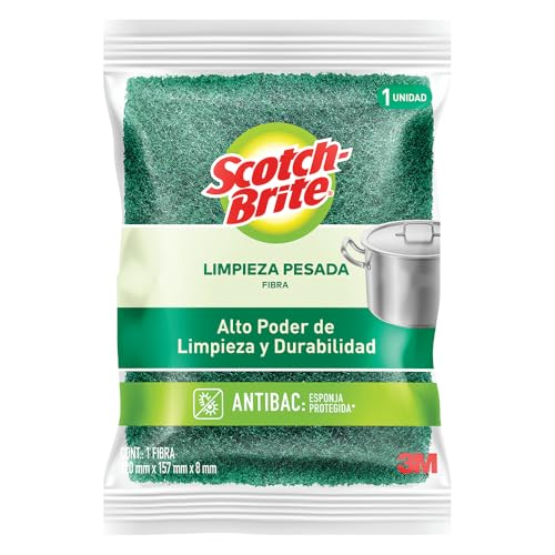 Lava Trastes, Drugstore 3M Scotch-Brite Fibra Verde, Tamaño Grande, 120mm X 150mm X 7mm