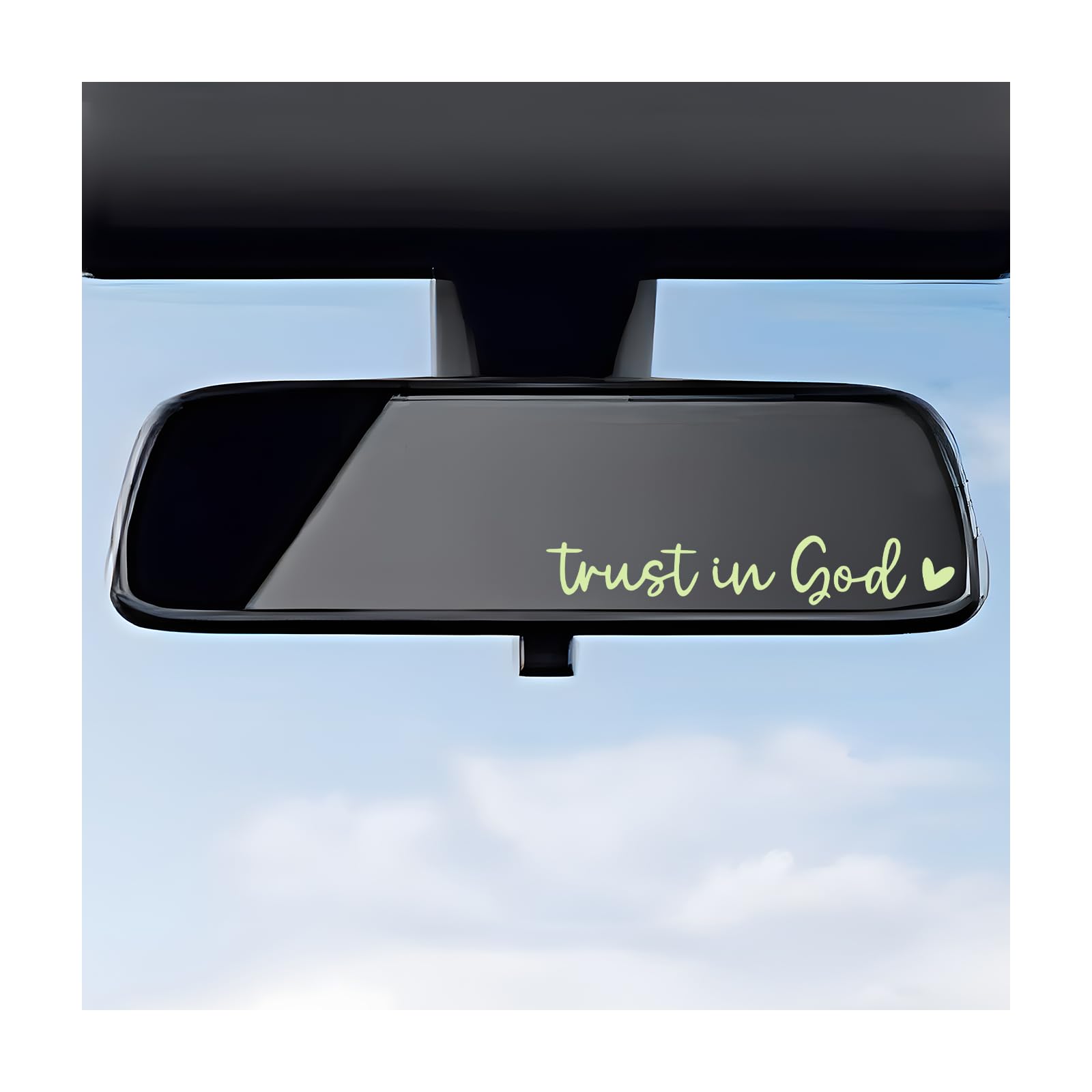 4 PCS Trust in God Rearview Mirror Decals, Automotive Vinyl Rear View Mirror Decorative Stickers, Waterproof Trust in God Stickers for Car Truck Laptop, Car Accessories (Luminous)