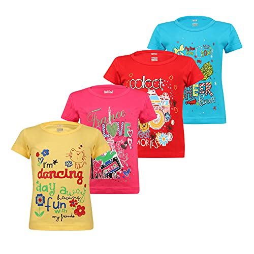 Image of kiddeo Girls Half Sleeve t-Shirts (Pack of 4)