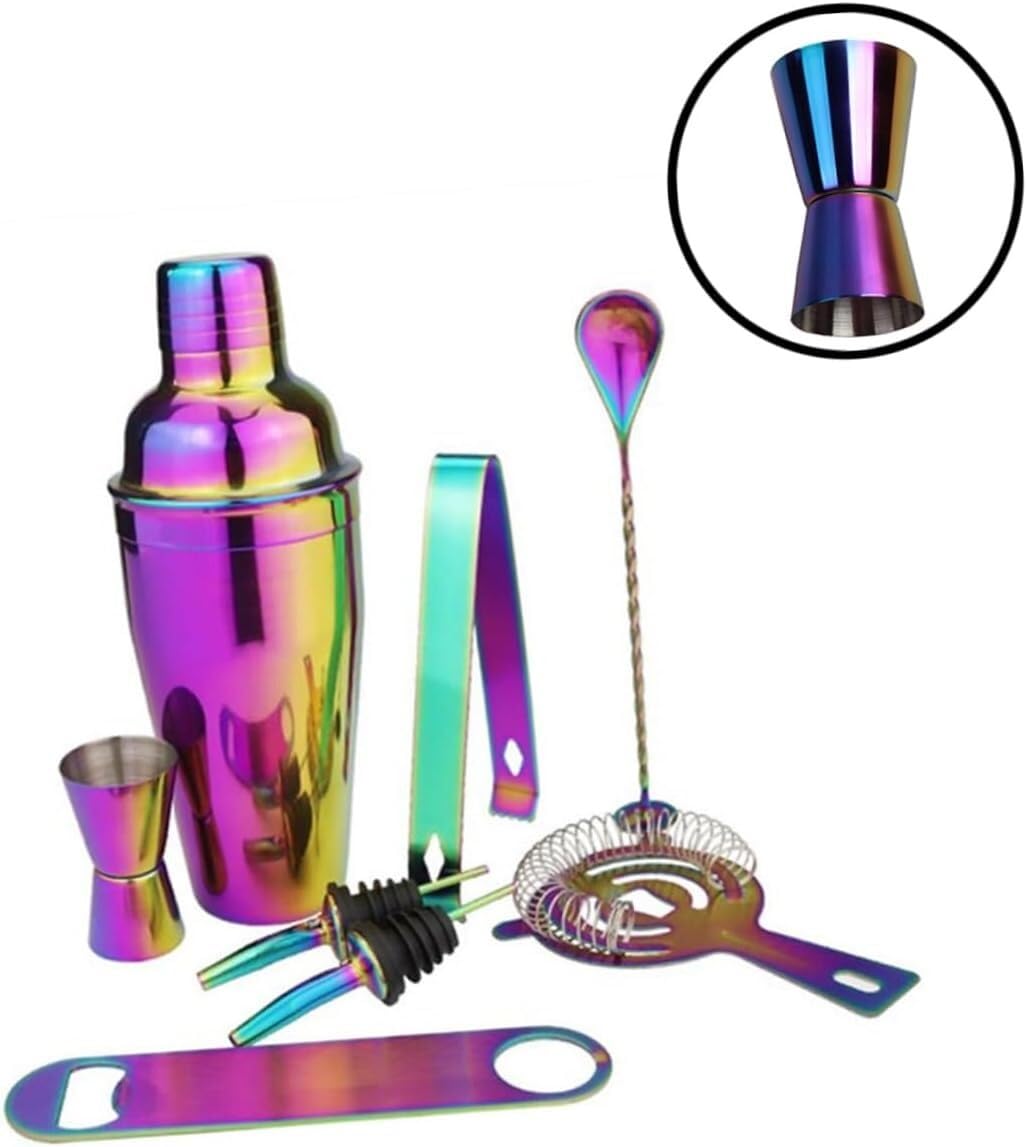 Kit de Coctelería 8 Uds Coctelera Colador Bar Mezclador Cuchara Cóctel Mezcla Cuchara Bar Accesorios Cóctel Kit Cocktail Cocktail Set(Color:A)