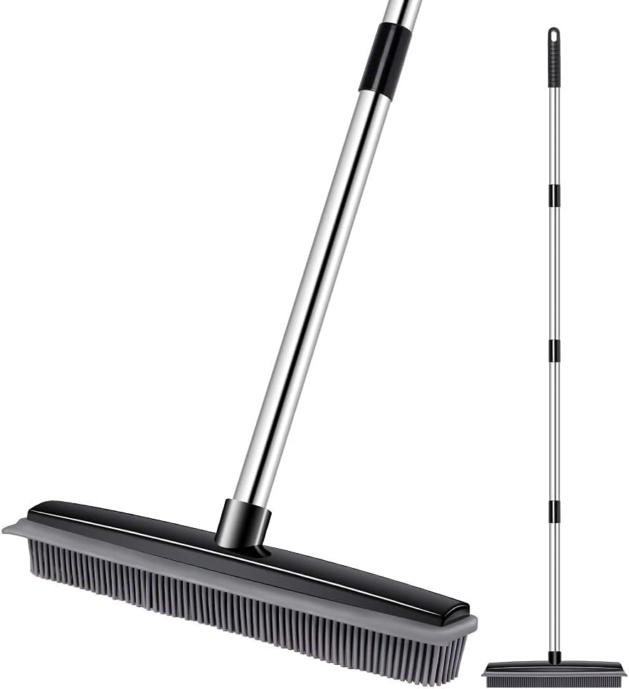 Scopa In Gomma Telescopica Per Peli Di Animali - Multiuso Per Pavimenti, Tappeti E Vetri - Manico Regolabile Fino A 122 Cm (Verde) - 3