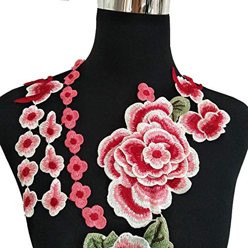 1 conjunto de aplique de renda floral com bordado de renda floral e flor de ameixa comprida para cos