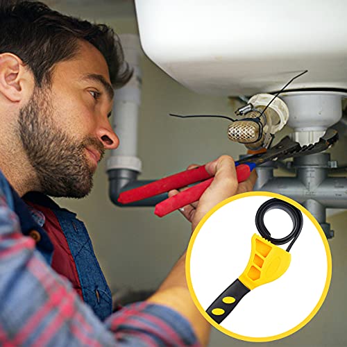 Universal Rubber Strap Wrench, Adjustable Oil Filter Wrench Multi Removal Tool with Rubber Belts for Car Repair Jar Opener Pipe Wrench Plumbing and Shower Head Used by Mechanics or Plumbers, Yellow