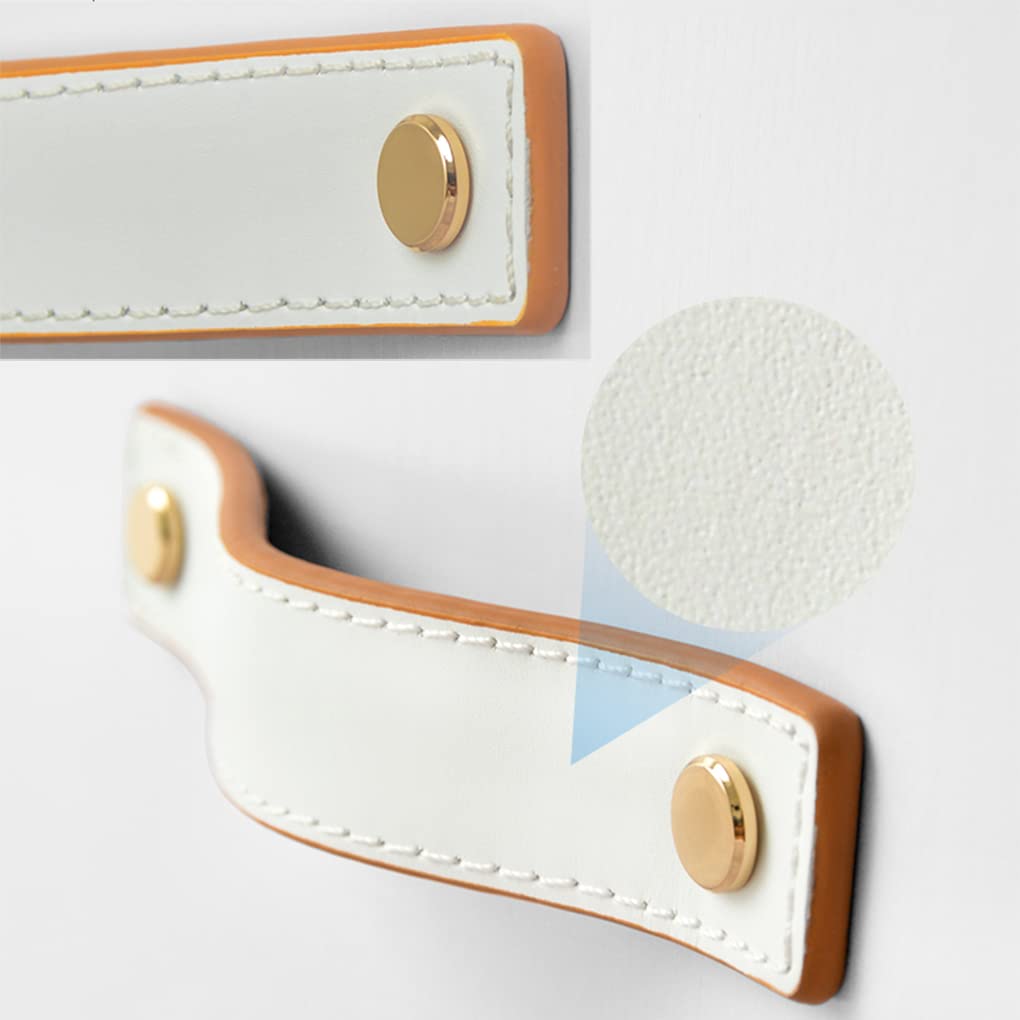 Générique Poignées en Cuir, poignées de Meubles en Cuir (Lot de 2), poignées de Porte d'armoire à Double Face, écrous en Laiton, Boutons de Placard (entraxe de 128 mm).