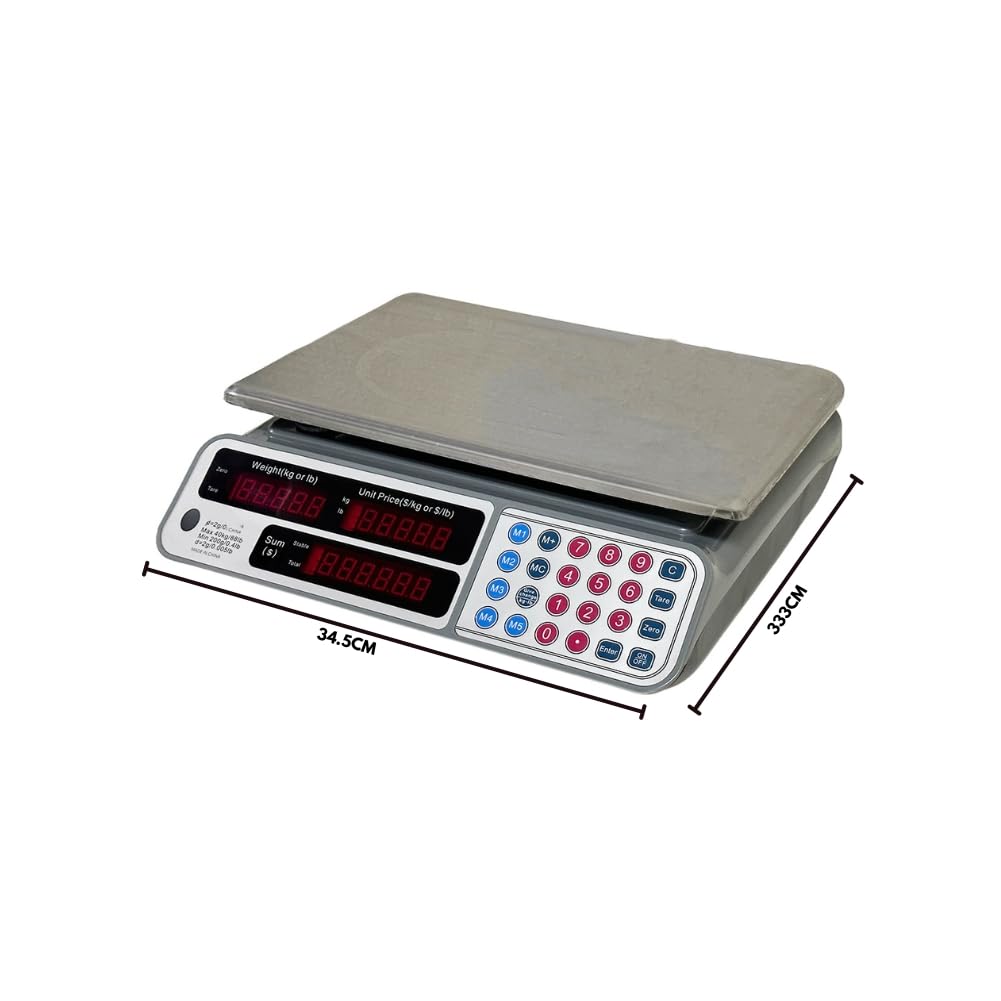 Balance électronique professionnelle 40 kg Haute précision, écran LED, plat en acier inoxydable, idéale pour l'alimentation et le commerce, batterie rechargeable