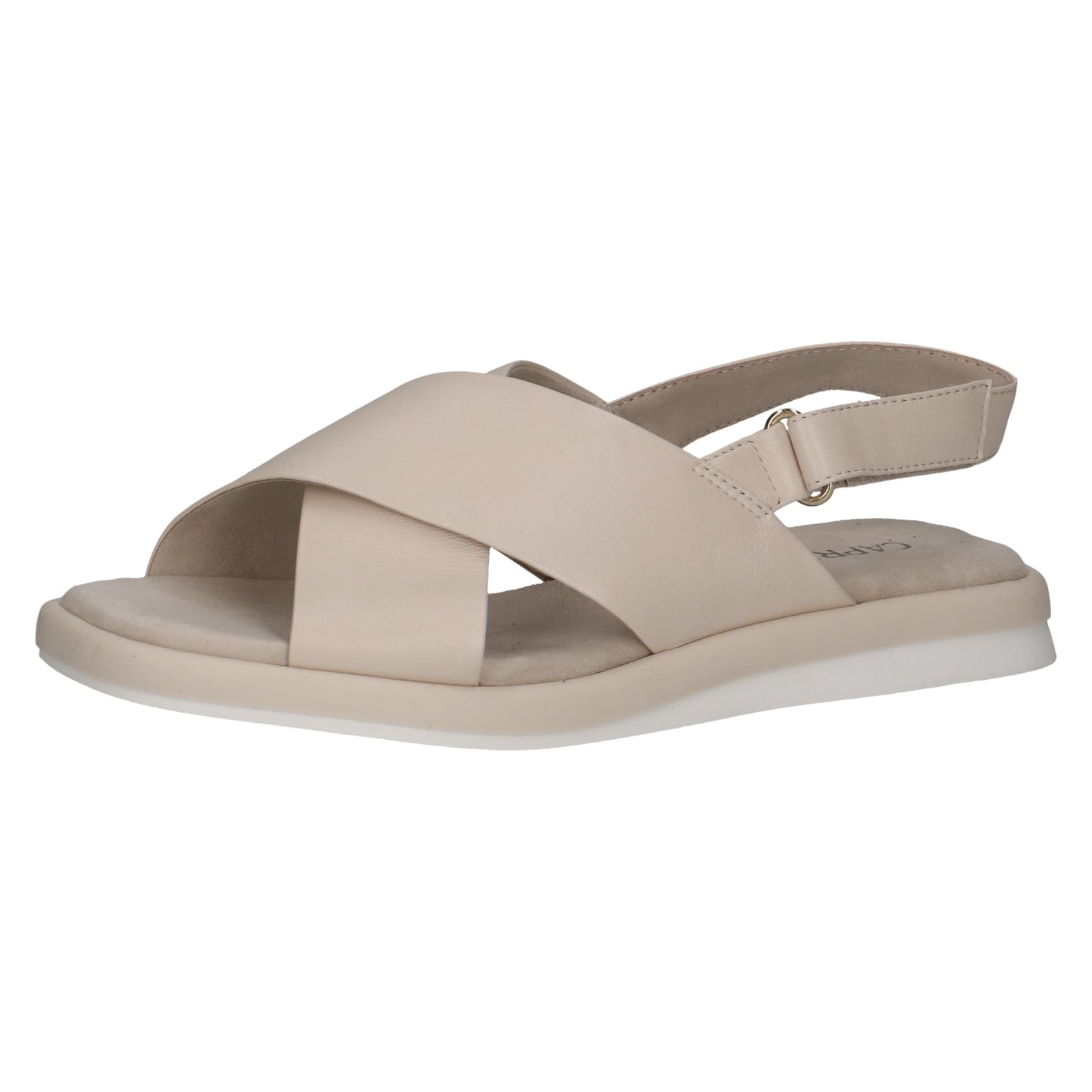 CAPRICE Women's flat leather sandals with footbed, Cream (Cream Perlato), 7.5 UK