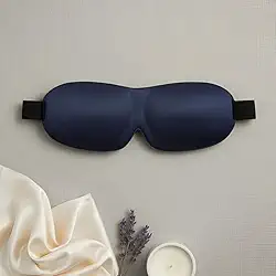 Máscara de Dormir 3D Premium, Poliéster Leve, Design Anatômico, Bloqueio Total de Luz, para Viagem e Uso Diário, 15g, Preta e Rosa (Azul)