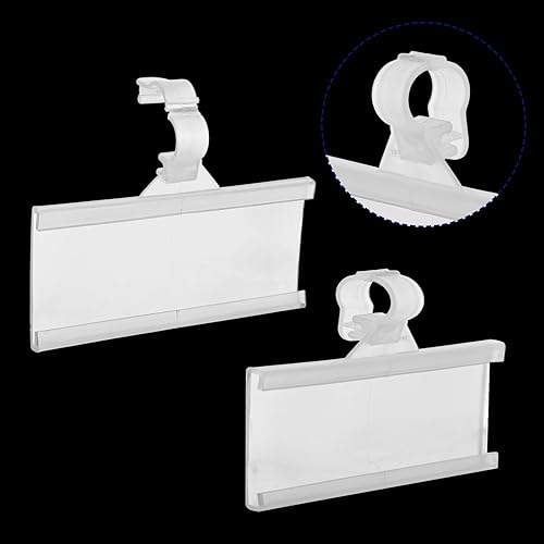 200 soportes para etiquetas de plástico transparente con 200 tarjetas en blanco, reutilizables, con cierre a presión, para venta al por menor,