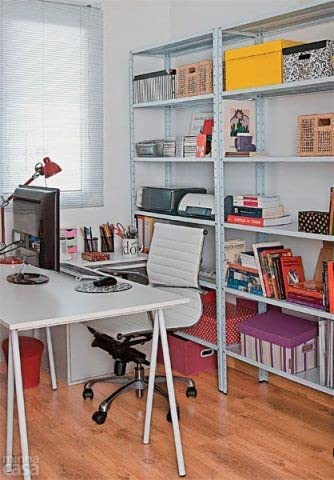 Estante de Aço Para Livros Leve 27x92x198 Cm Cinza - 10007