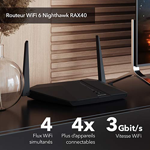 NETGEAR Nighthawk RAX40 Routeur sans fil commutateur 4 ports 1GbE Wi Fi 6 Bi bande - vue 5