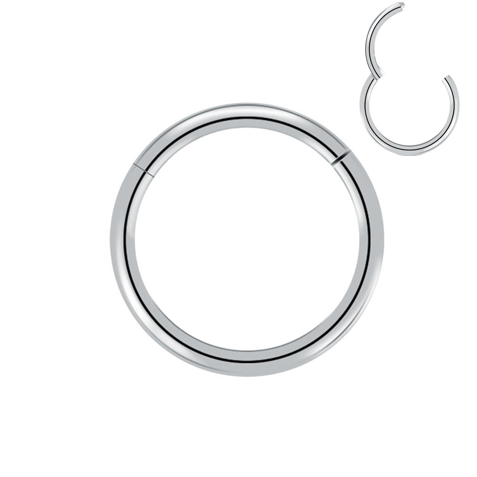 Artskin Grados 23 Titanio Bisagra nariz Anillos Piercing Cuerpo Anillos Helix cartílago Rook Pendientes 20G 18G 16G Diámetro 6 mm-10 mm Negro/Plata/Oro/Oro Rosa