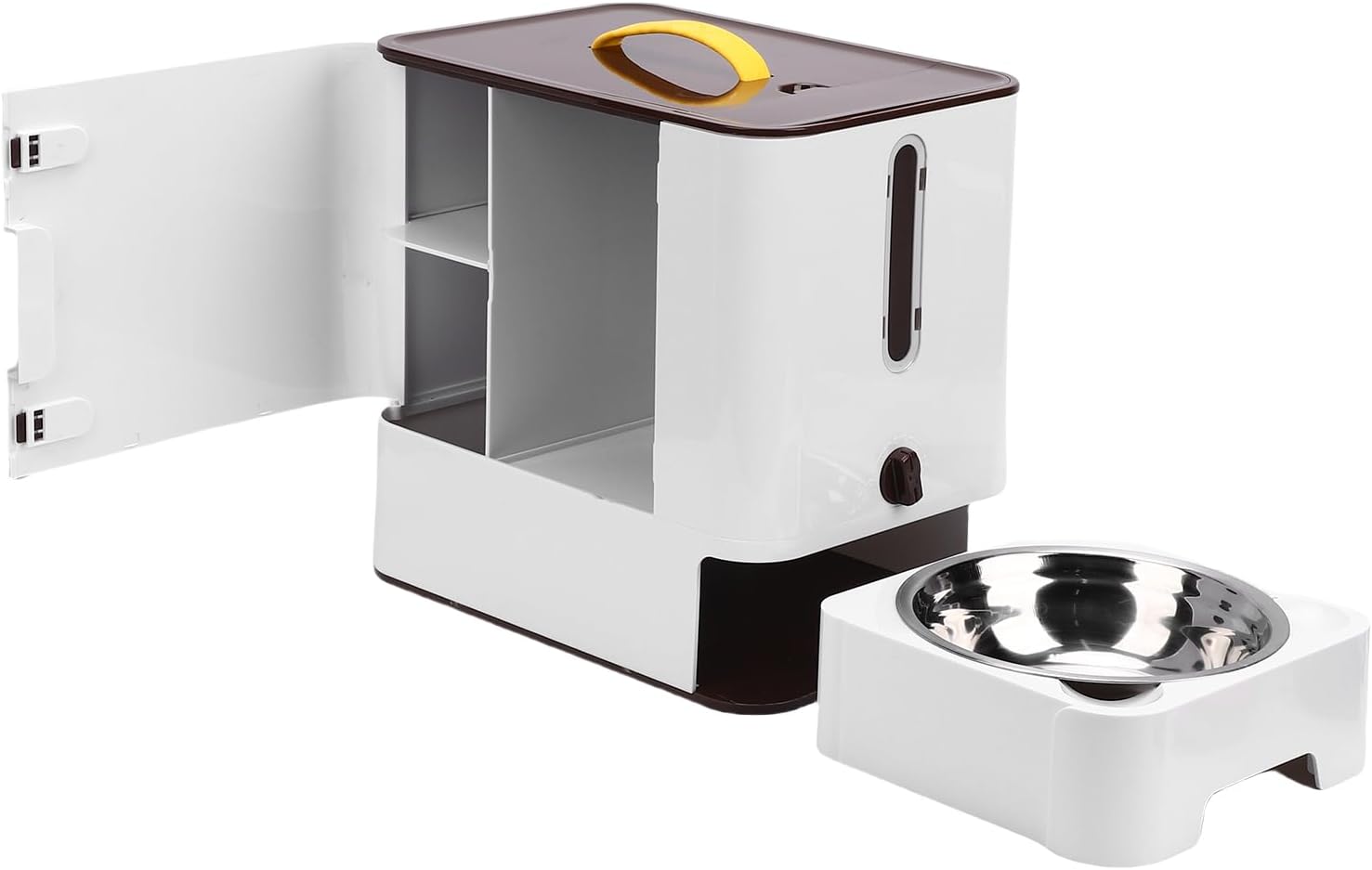 Automatic Cat Dog Food Dispenser Large Capacity Snack Organizer Timed Auto Pet Feeder for Home Outdoor Travel (Dark Brown)