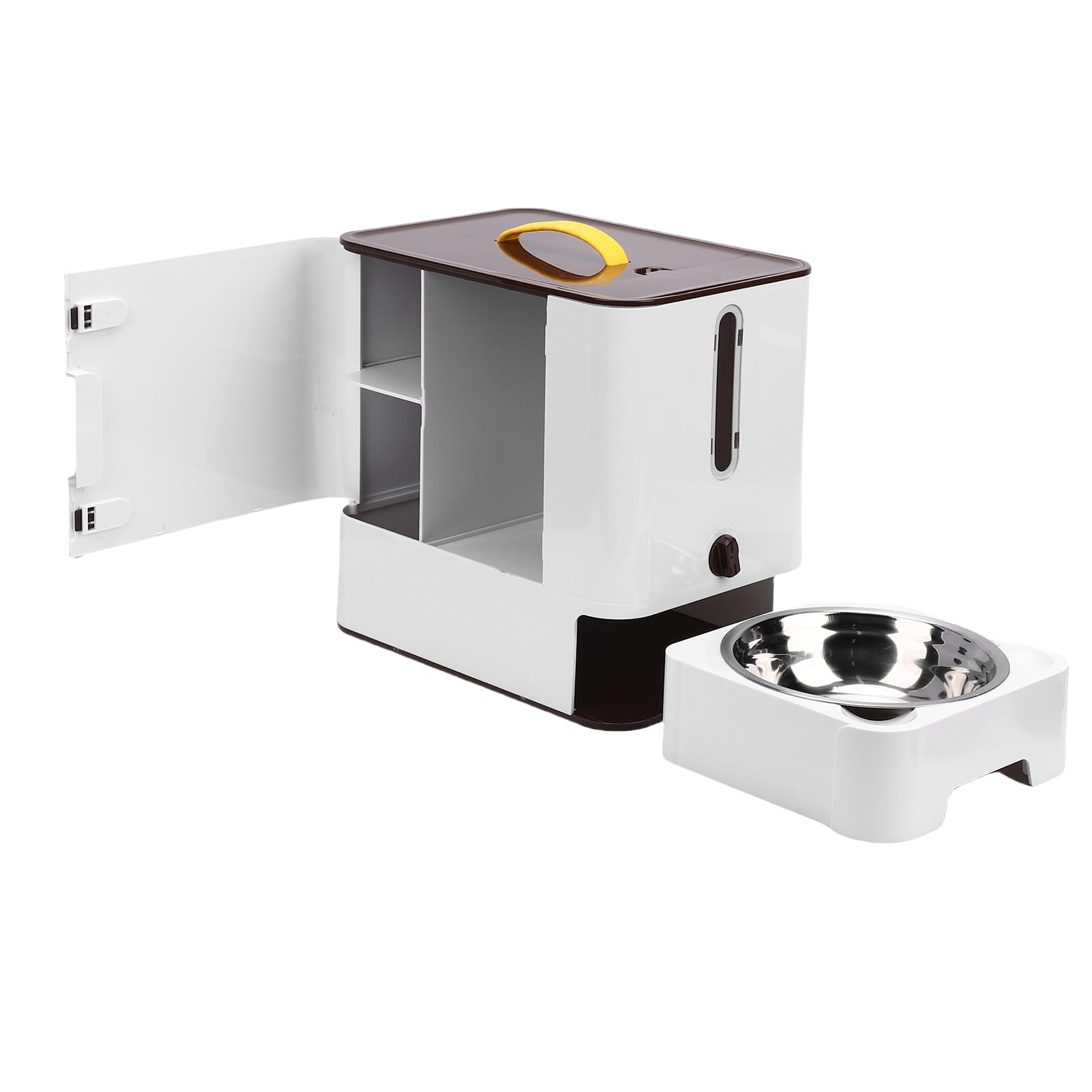 Fabater Contenedor de Almacenamiento Multifuncional con Alimentador para Mascotas con Temporizador Inteligente con Diseño de Sellado, Complemento Práctico para Accesorios para Mascotas, (Marron