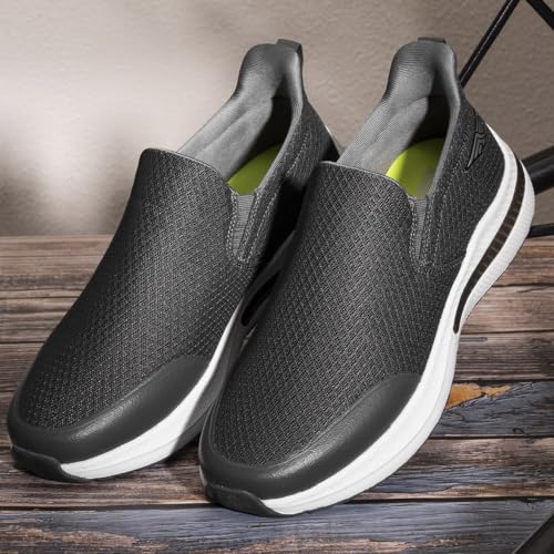 Image of Red Tape Men's Walking Shoes Dark Grey Mesh Round Toe Slipon