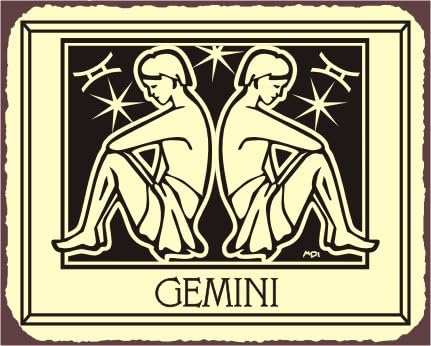 Gemini Zodiac Astrology Vintage Metal Art Retro Tin Sign