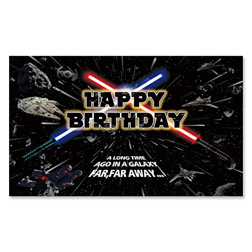 Seasonwood Star Themed Backdrop for Baby Boys Kids Birthday Party Universe Wars Background Galaxy Photography Party Decorations Cake Table Banner Photo Booth Props Supplies Favor 5x3ft Multi-2