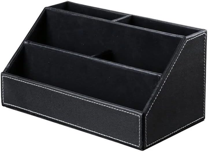 Home office wooden structure leather multifunctional desk stationery storage box, pen/pencil, mobile phone