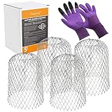 Magicfly Gutter Guard, 3 Inch Expand Aluminum Filters Strainer, 4 Gutter Guards & 1 Pair of Gloves, Stop Leaves Debris Clogging Downpipes, Silver
