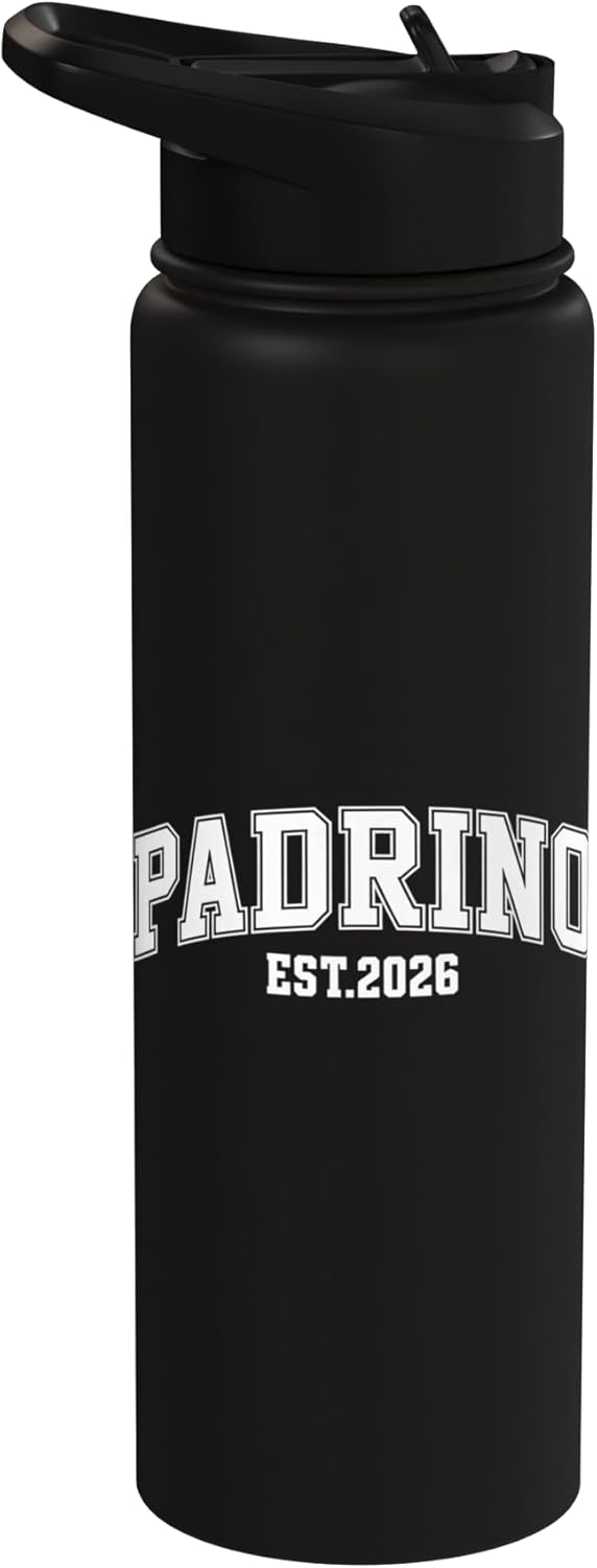 Padrino Est. 2026 Arched Varsity Godfather Announcement Stainless Steel Insulated Water Bottle