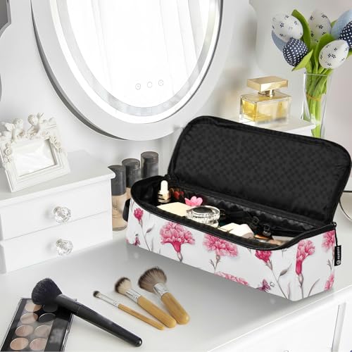 Funda para planchas y rizadores de pelo 2 en 1, rosa y blanco, con cremallera y alfombrilla resistente al calor, impermeable, para viaje y uso en casa miniatura 6