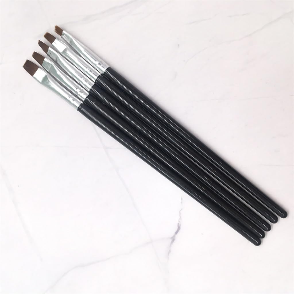 Set di 5 pennelli per manicure, colore nero, per unghie