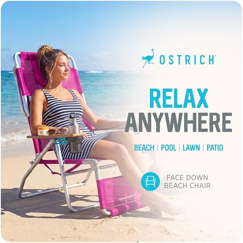 Image of Ostrich the Original 3N1 Reclining Lounge Chair, Relaxing Beach Seat, Pink