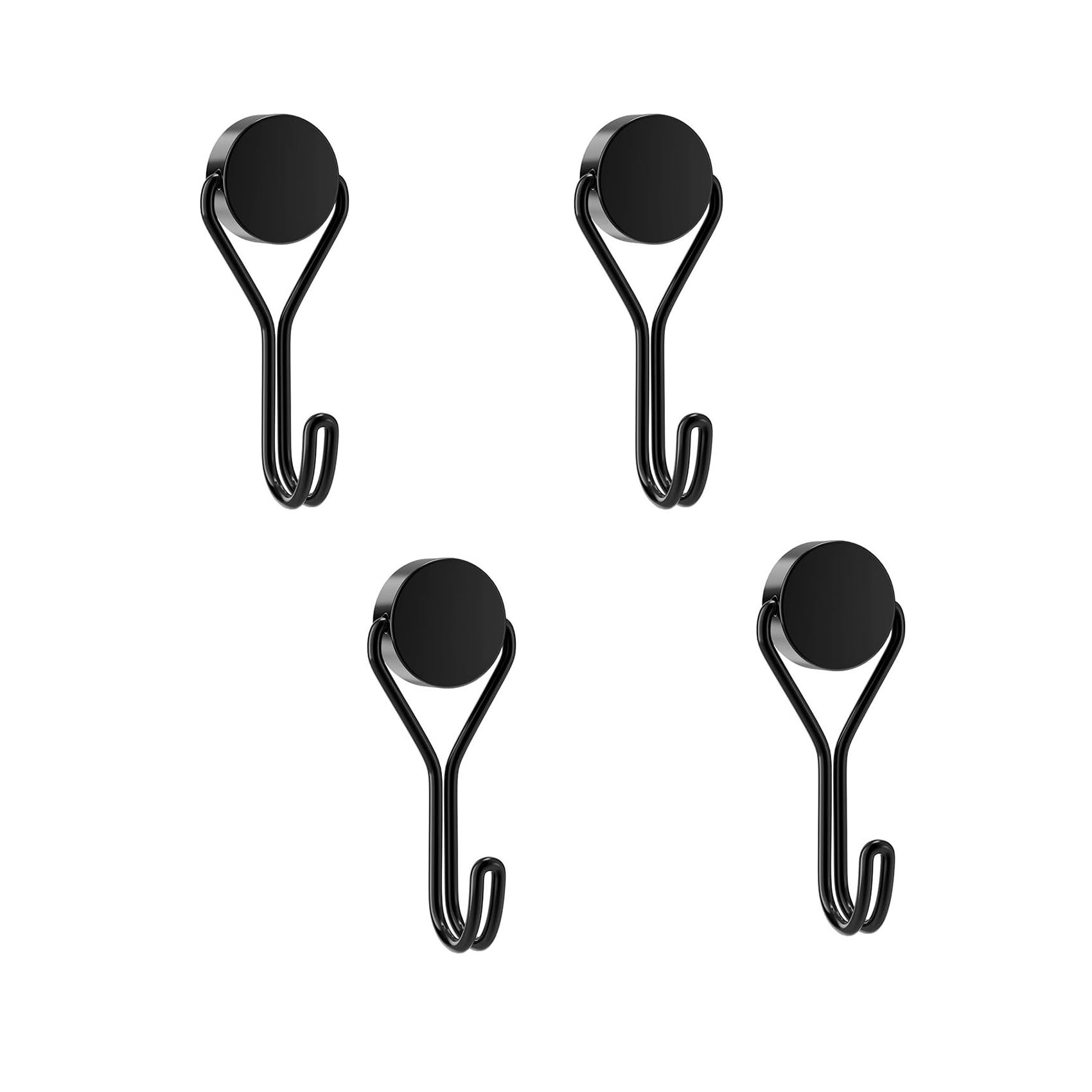 Yatrosynth Magnethaken, 4 Stück Magnethaken Extra Stark für Küche, Schlafzimmer, Schließfächer, Büro, Kühlschränke, Schlüsselhalter, Grill, Gartenwerkzeugen - Schwarz