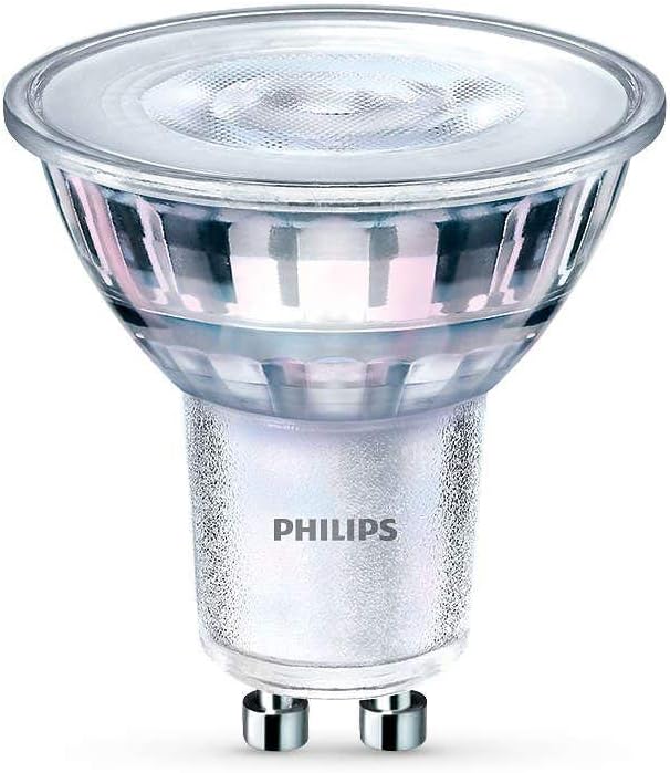 Philips LED GU10 Glass Dimmable Spot Light, 5.5W (50W Halogen Equivalent), 350 Lumens, Warm White, Glass Finish, Pack of 10 - Image 3