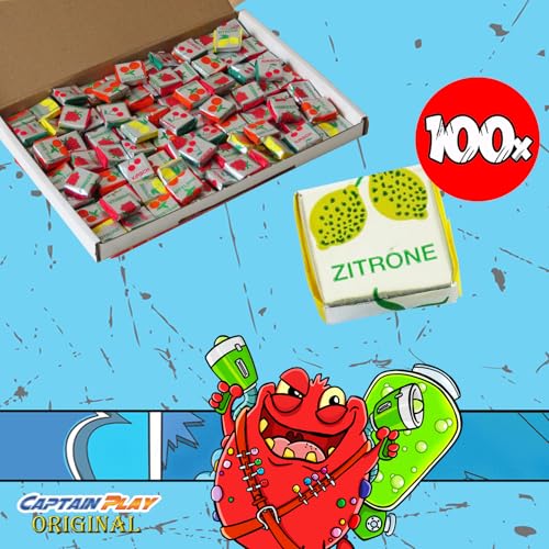 CAPTAIN PLAY Fruchtkaramellen Sparpack, 100 Stück Fruchtkaramellen Kaubonbons, 250g