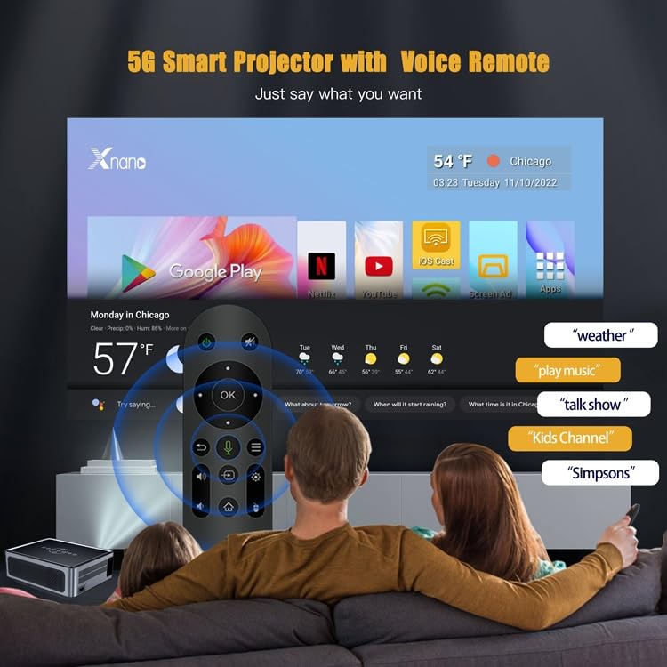 Image of TOPTRO X1 Pro Android Projector for Home 4K Voice Remote Google Widevine L1 Cerified 7900 Lumens Dolby Audio Bluetooth YouTube BuiltIn Apps WiFi Display 8K Decode Mini Projector Portable Projector