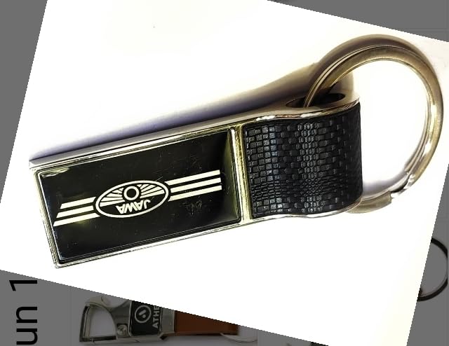 Image of New Leather Metal Keychain for Bike.Rectangular Shape.jawa Key Chain ()