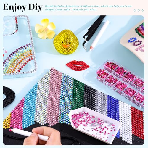 Image of 6100Pcs Resin Rhinestones for Crafting with 2Pcs 10ml B7000 Jewelry Glue, 1 Box Flatback Crystals Diamond (Hot Pink) for Bedazzling Crafts DIY Nail Art Non Hotfix Gems for Clothing Shoes